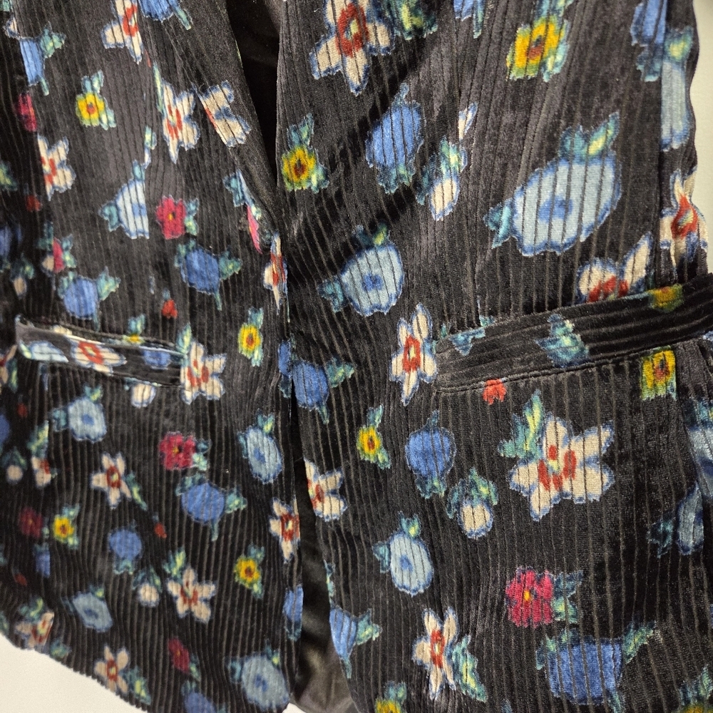 Anthropologie Ett:Twa Blooming Floral Velvet Blazer Jacket Size 0 - Picture 3 of 7
